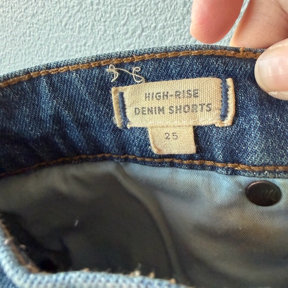 Madewell blue 3.5” inseam high rise cutoff denim jean shorts Women’s sz 25 - Picture 6 of 7